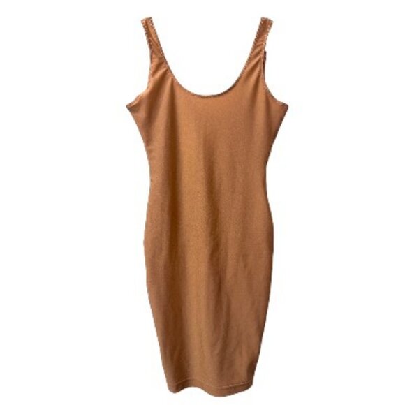 American Apparel metallic nude sleeveless bodycon mini dress size L - Picture 3 of 7